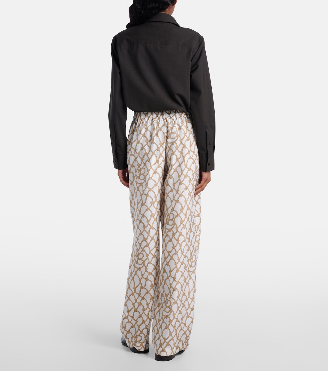 Брюки Burberry, женские, слоновая кость/бежевый, с принтом Thatch Ip Pattern — фото 3