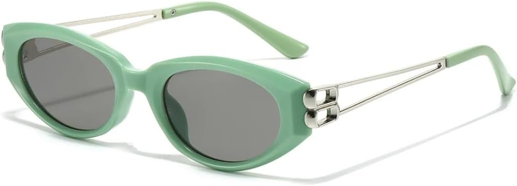 

Яркие солнцезащитные очки «кошачий глаз» для женщин, с двойным лучом и полой конструкцией, модные, подходят для мужчин, защита от УФ-излучения UV400 UATXTAU, Green Grey