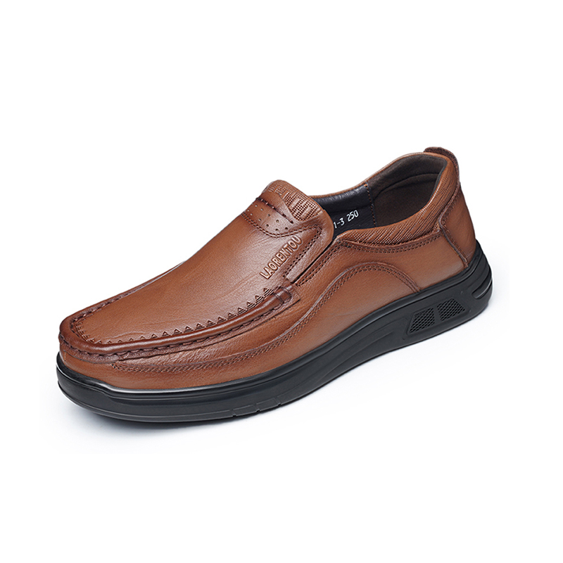 

LAORENTOU Повседневные кожаные туфли мужские низкие коричневые, цвет Brown