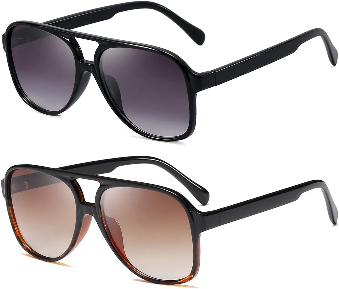 

Солнцезащитные очки Dollger Retro Aviator для женщин и мужчин, классический винтажный стиль, большая квадратная оправа, 70-е и 80-е годы, A3:black and Brown