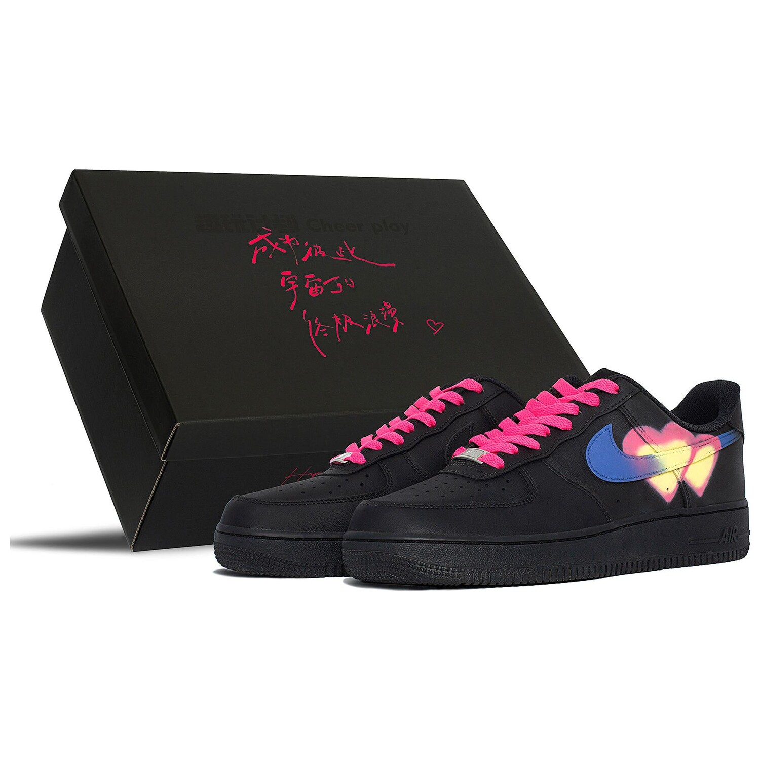 

Кроссовки Nike Air Force 1 Skateboard Shoes Men Low-Top Black/pink/blue/yellow