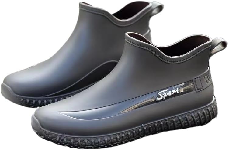 

Мужские всесезонные резиновые дождевые ботинки HCHCTRY - без шнурков, противоскользящие, водонепроницаемые, дождевые ботинки для мужчин, удобные и долговечные, серый