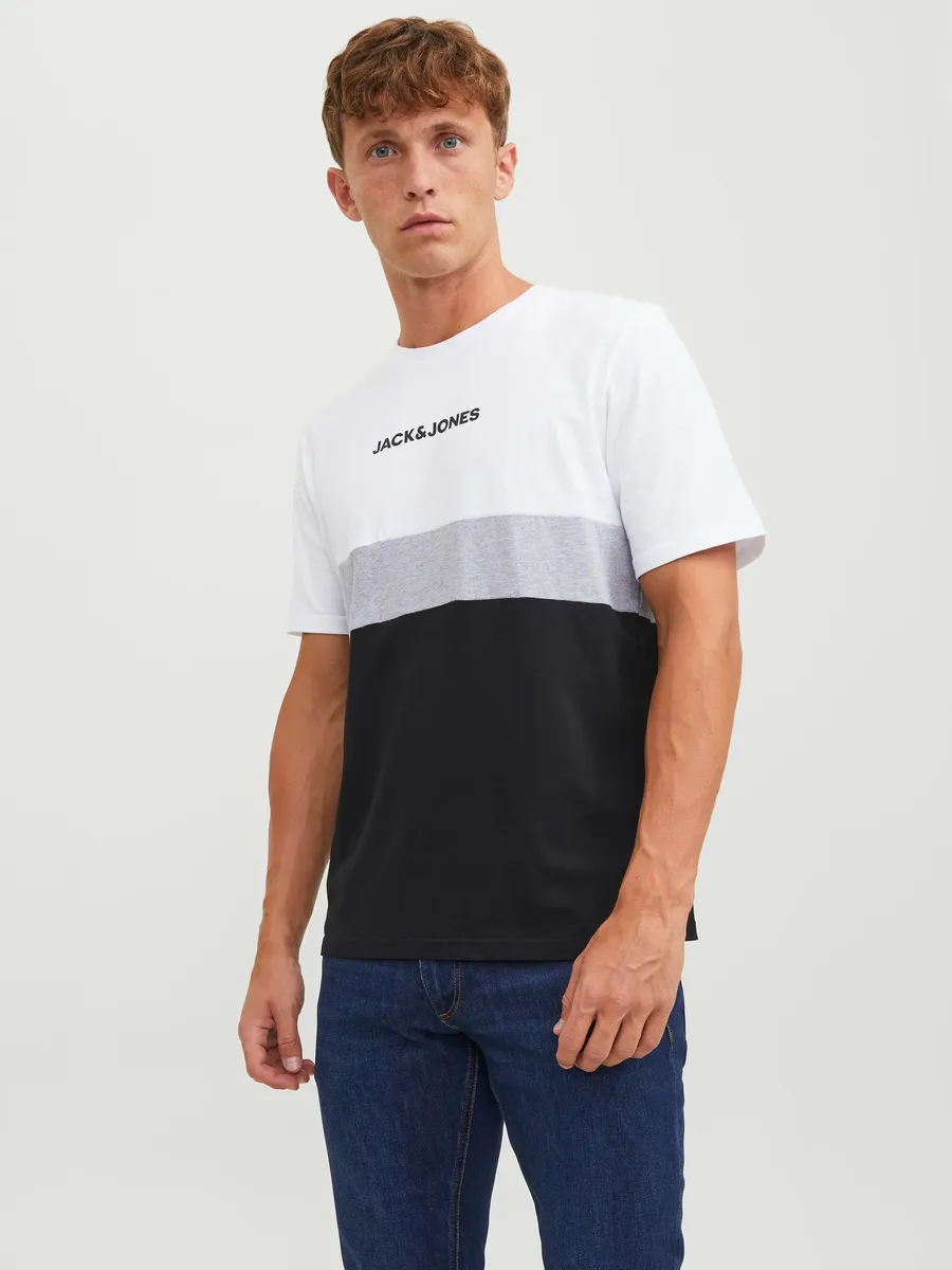 

Рубашка с круглым вырезом Jack & Jones "JJEREID BLOCKING TEE SS NOOS", белый