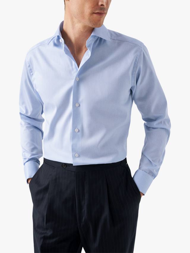 

Хлопковая рубашка с тонким кроем и отложным воротником Eton, Light Blue