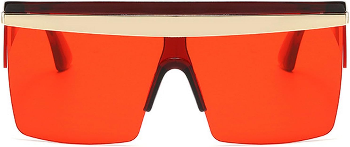 

Крупные квадратные солнцезащитные очки для женщин и мужчин, модные солнцезащитные очки в большой оправе с плоской верхней частью, винтажные солнцезащитные очки-щитки mincl, Red