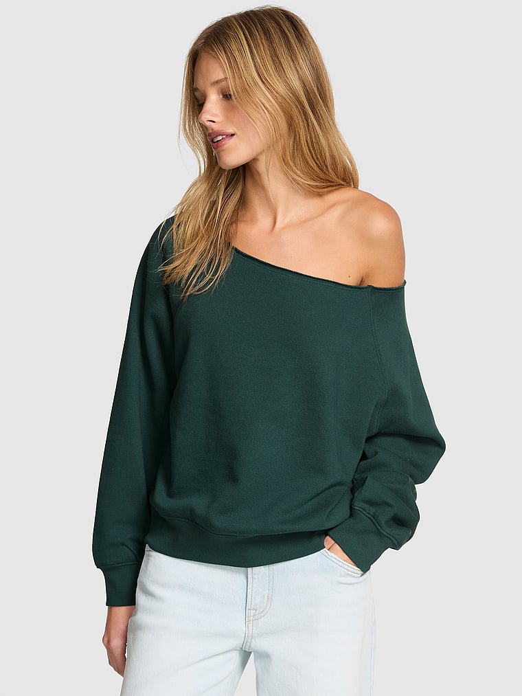 

Толстовка с открытыми плечами из флиса Ivy Pink, deep forest