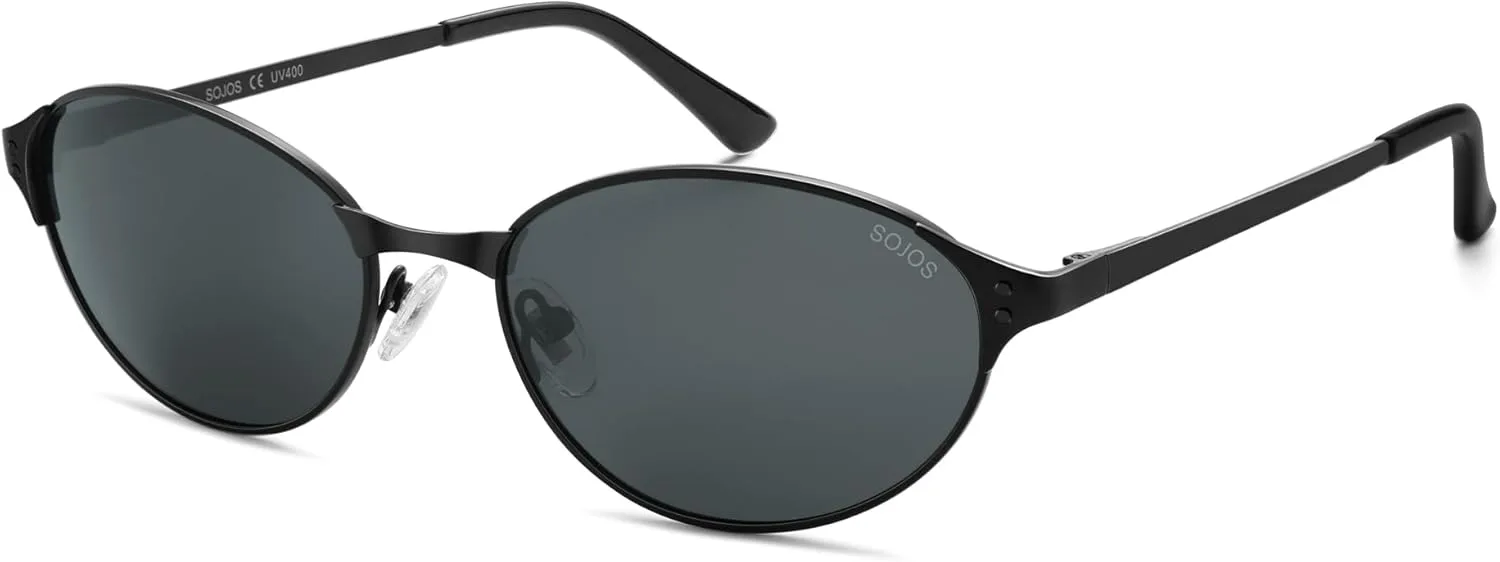 

Солнцезащитные очки SOJOS Retro Oval Polarized для женщин и мужчин, модные и стильные, в стиле «кошачий глаз» 90-х и 2000-х годов, модель SJ1266, Black/Grey