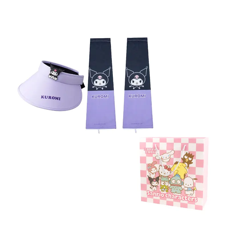 

Sanrio Куломская панама из полиамида унисекс, Kuromi Visor Sun Protection Hat+Cooling Arm Sleeves