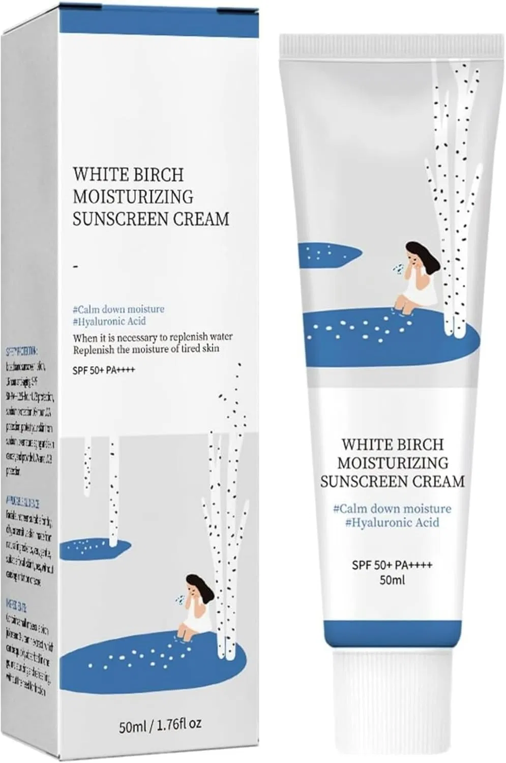 Солнцезащитный крем для лица с березовым соком, SPF 50+, 50 мл, увлажняющий Lndlwxk
