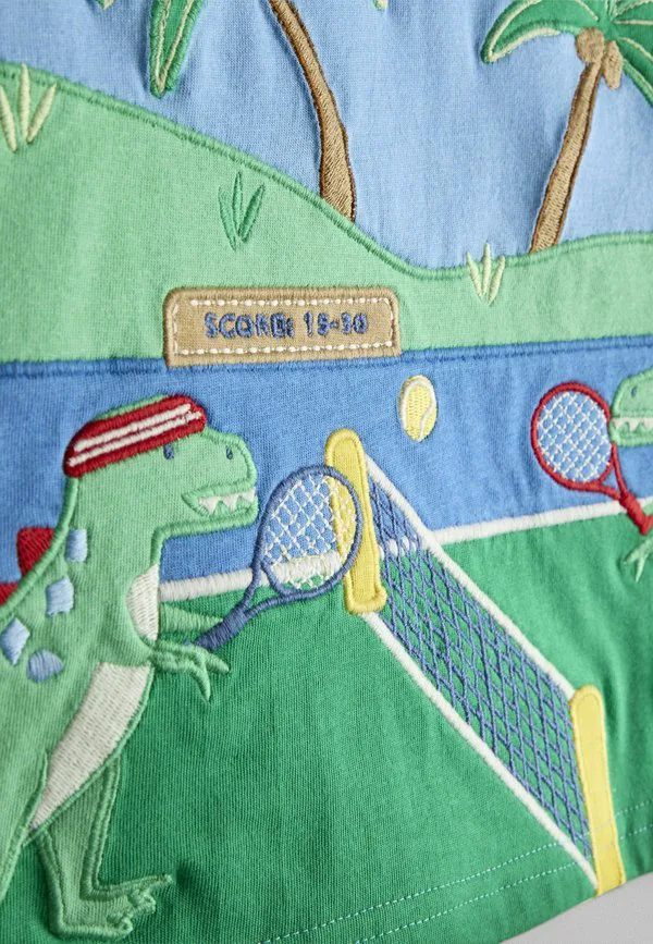 Футболка стандартного кроя с интерактивным аппликационным принтом. Jojo Maman Bébé, Blue Tennis Dino — фото 3
