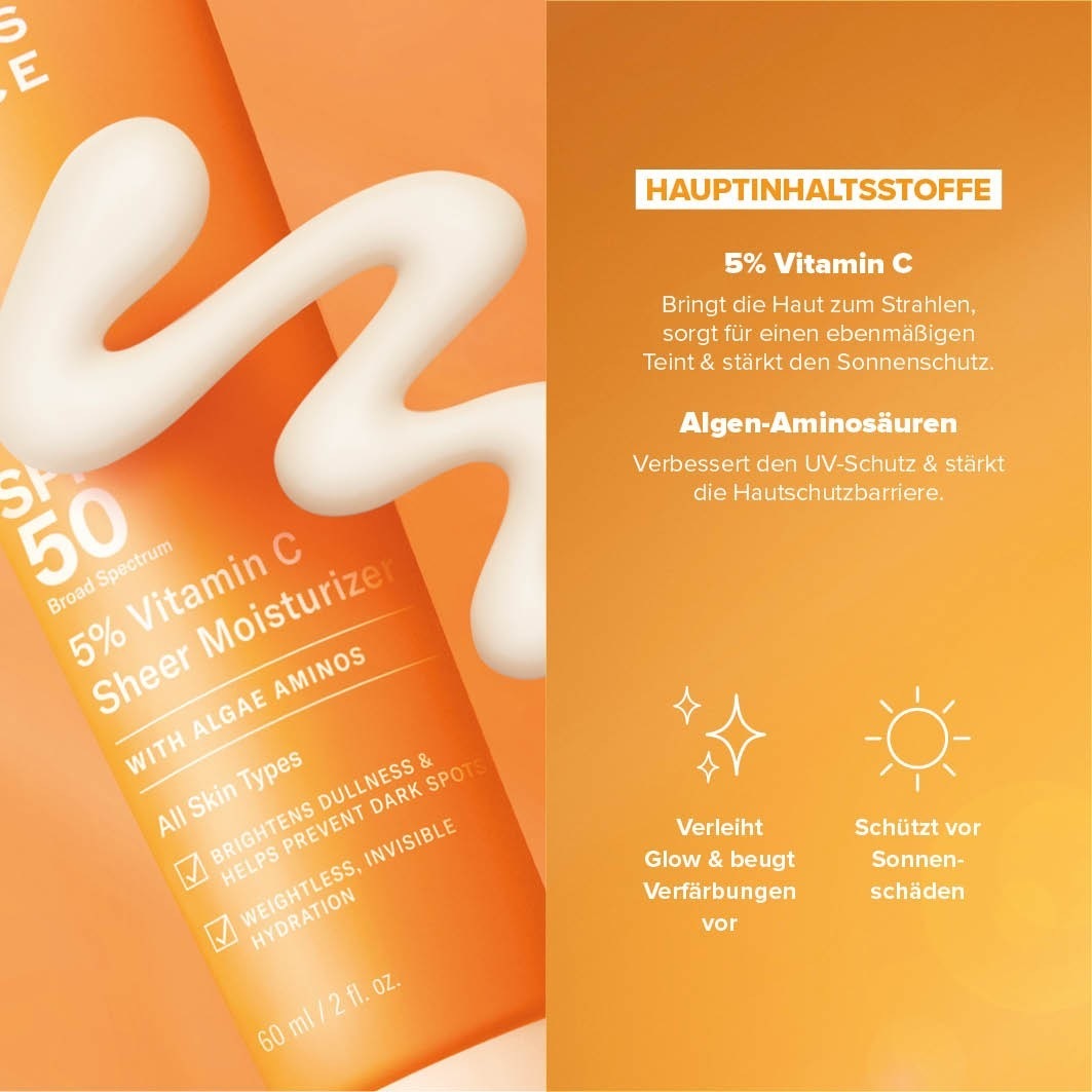 Солнцезащитный крем 5% vitamin c sheer moisturizer spf 50 Paulas Choice, объем 60 мл — фото 3