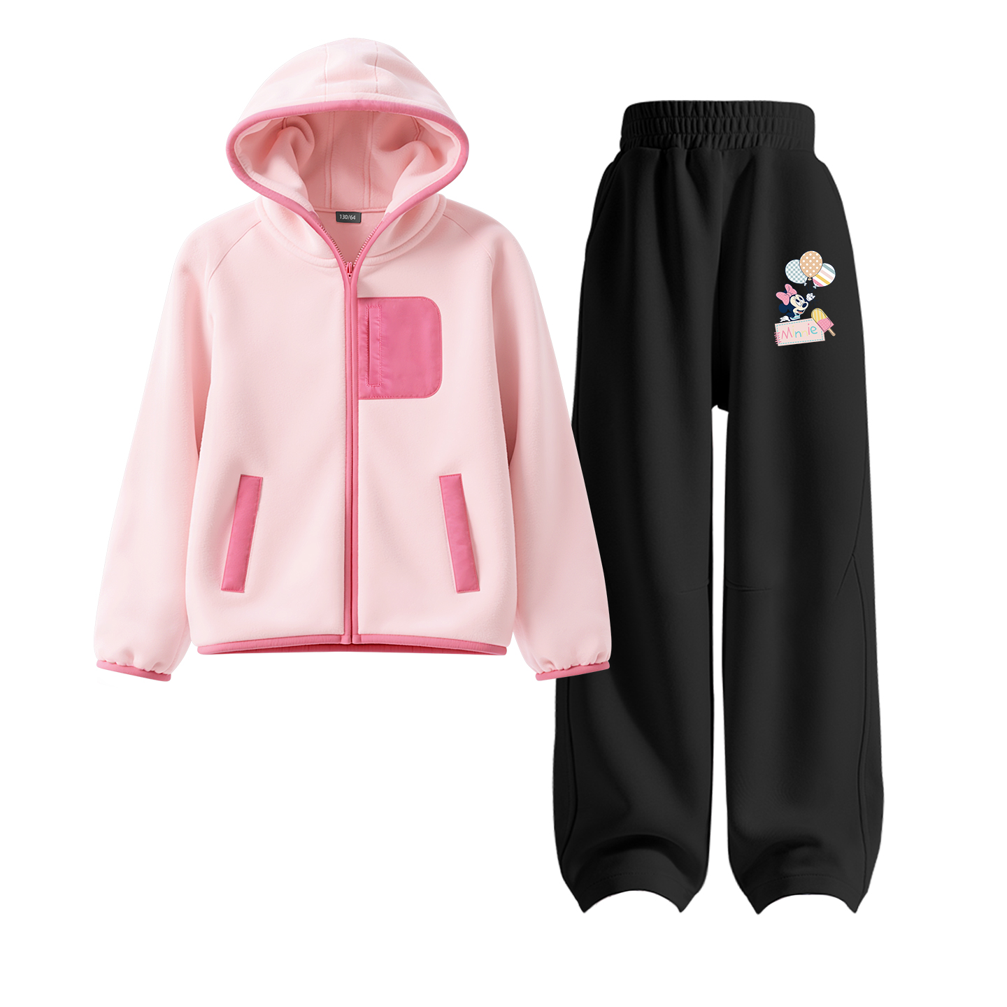 

Детская повседневная спортивная одежда Disney, Pure Color Frosting Pink+D Balloons K Black