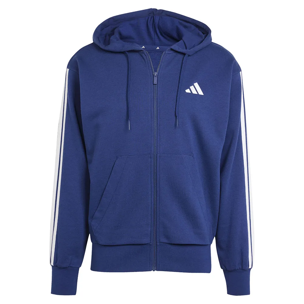 Толстовка adidas Essentials 3 Stripes French Terry full zip, синий — фото 3