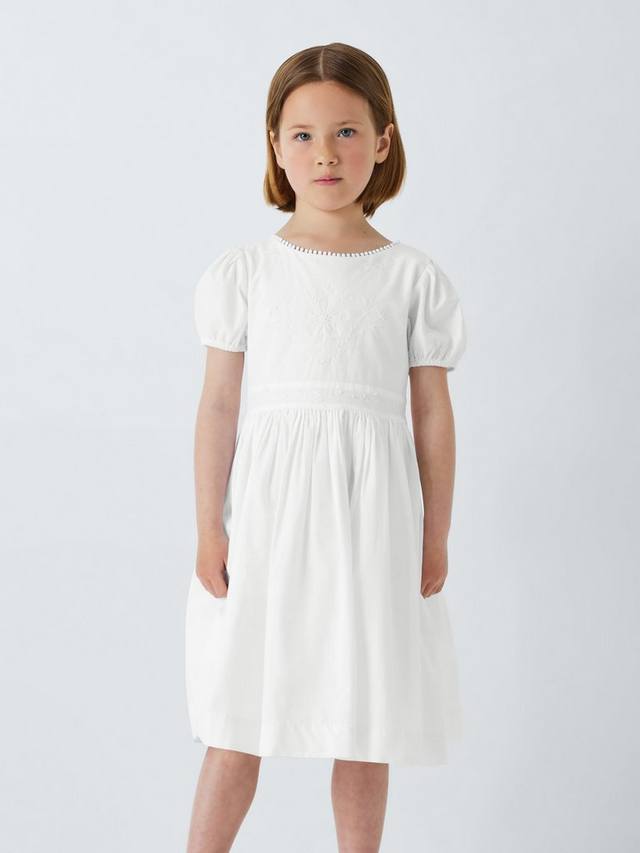 

Детское платье подружки невесты с цветочной вышивкой John Lewis Heirloom Collection, White