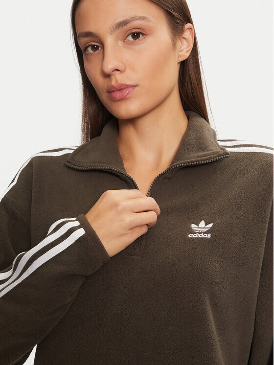 Флисовая куртка свободного кроя Adidas, зеленый — фото 4