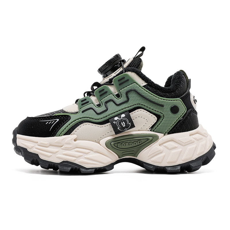 

Термоустойчивые противоскользящие детские повседневные кроссовки Kids' BOBDOG, черный/зеленый