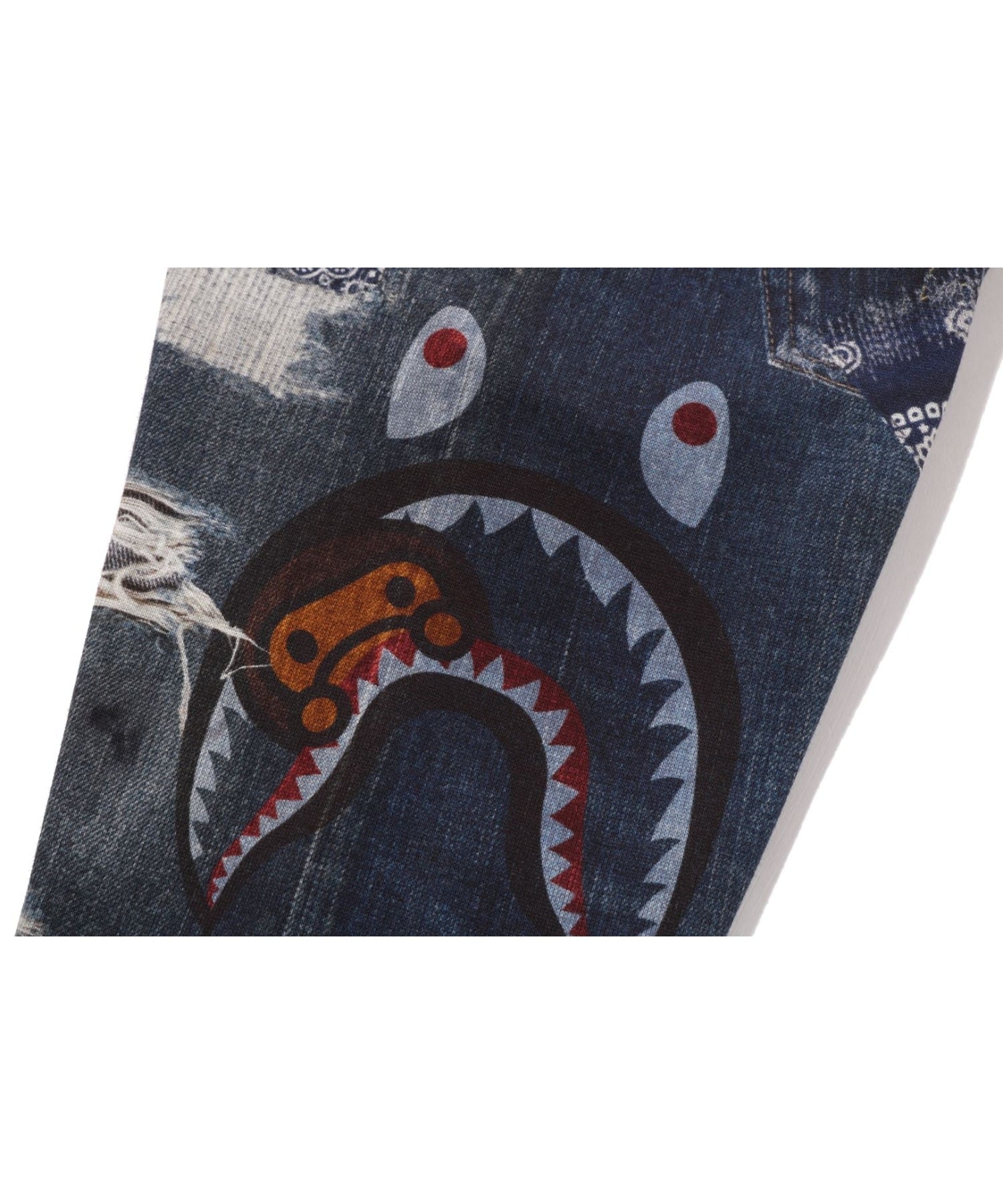 Спортивные штаны с джинсовым принтом Baby Milo Friends A BATHING APE, NAVY — фото 4