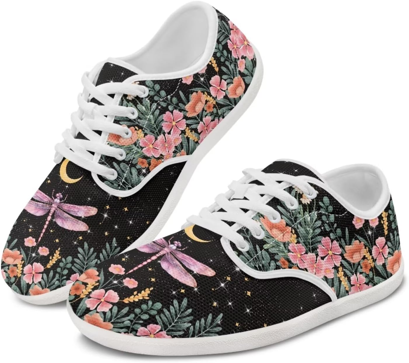 

Кроссовки chaqlin для мужчин и женщин, модные низкие спортивные кеды, удобные для тренировок, ходьбы, походов, с противоскользящей подошвой, Dragonfly Floral Moon