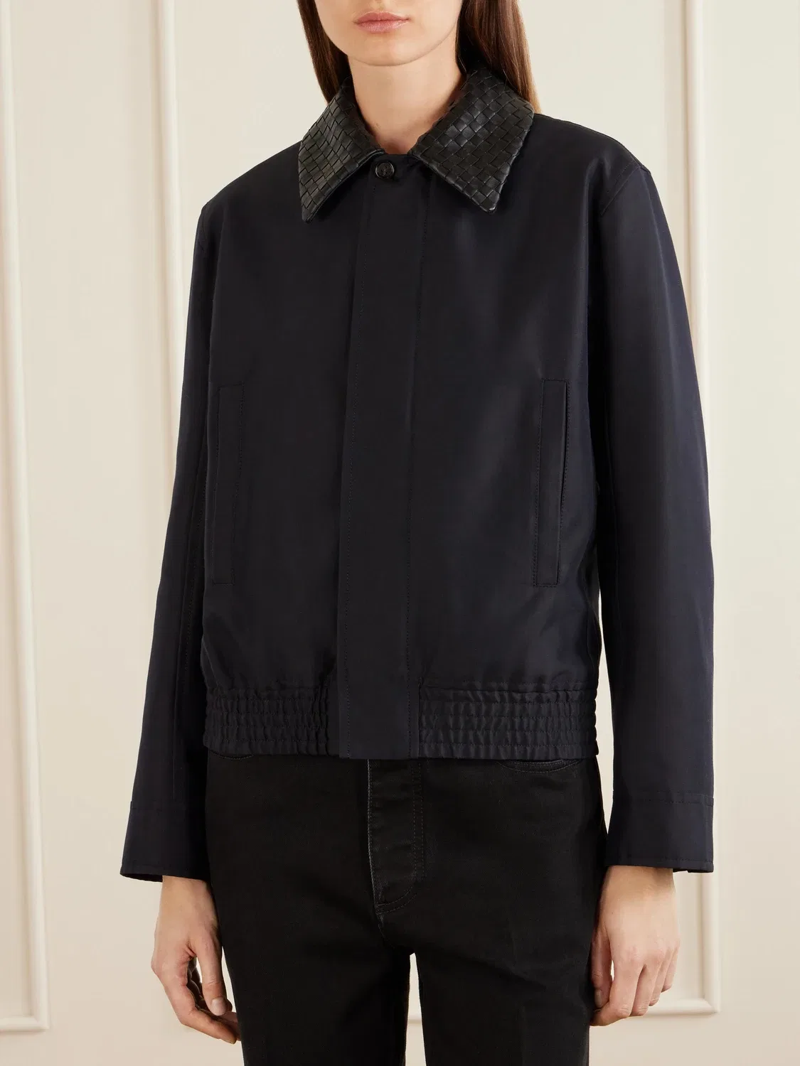 Куртка из канваса с отделкой из кожи Intrecciato BOTTEGA VENETA, черный — фото 3