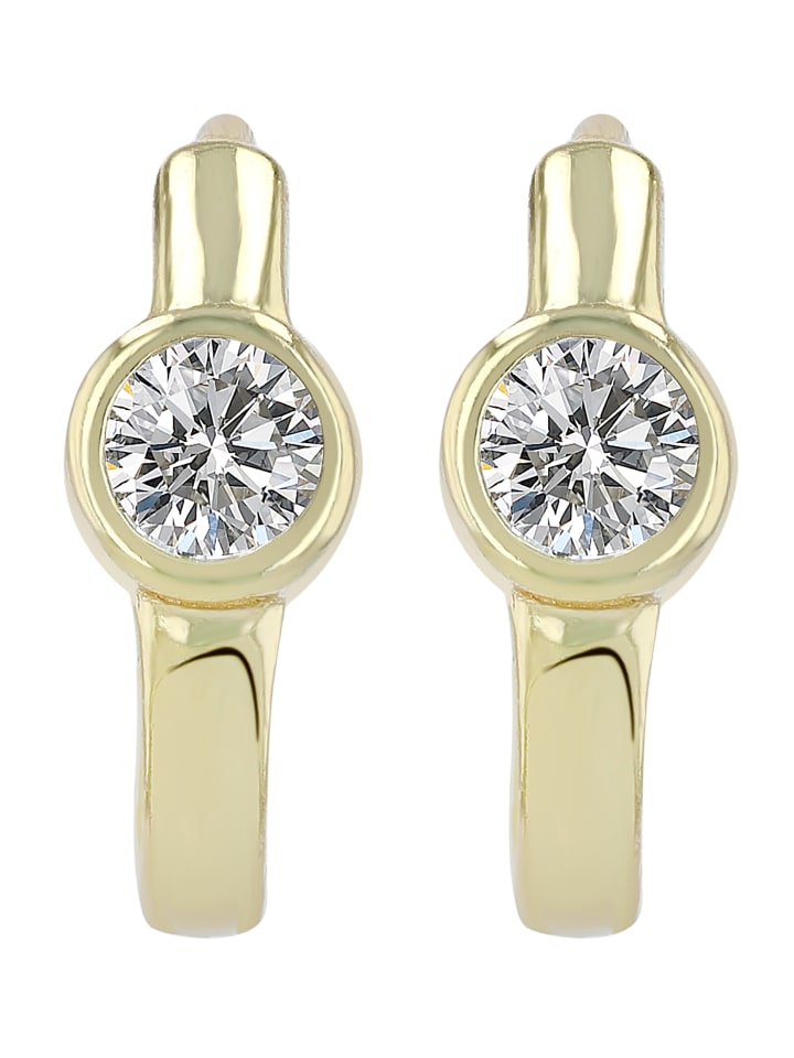 

Adeliás Женские серьги - серьги-кольца на шарнирах из серебра 925 пробы с кубическим цирконием в золоте