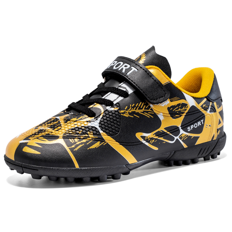 

Детские футбольные бутсы с низким верхом, устойчивые к скольжению и износу Double dice, черный/золотой