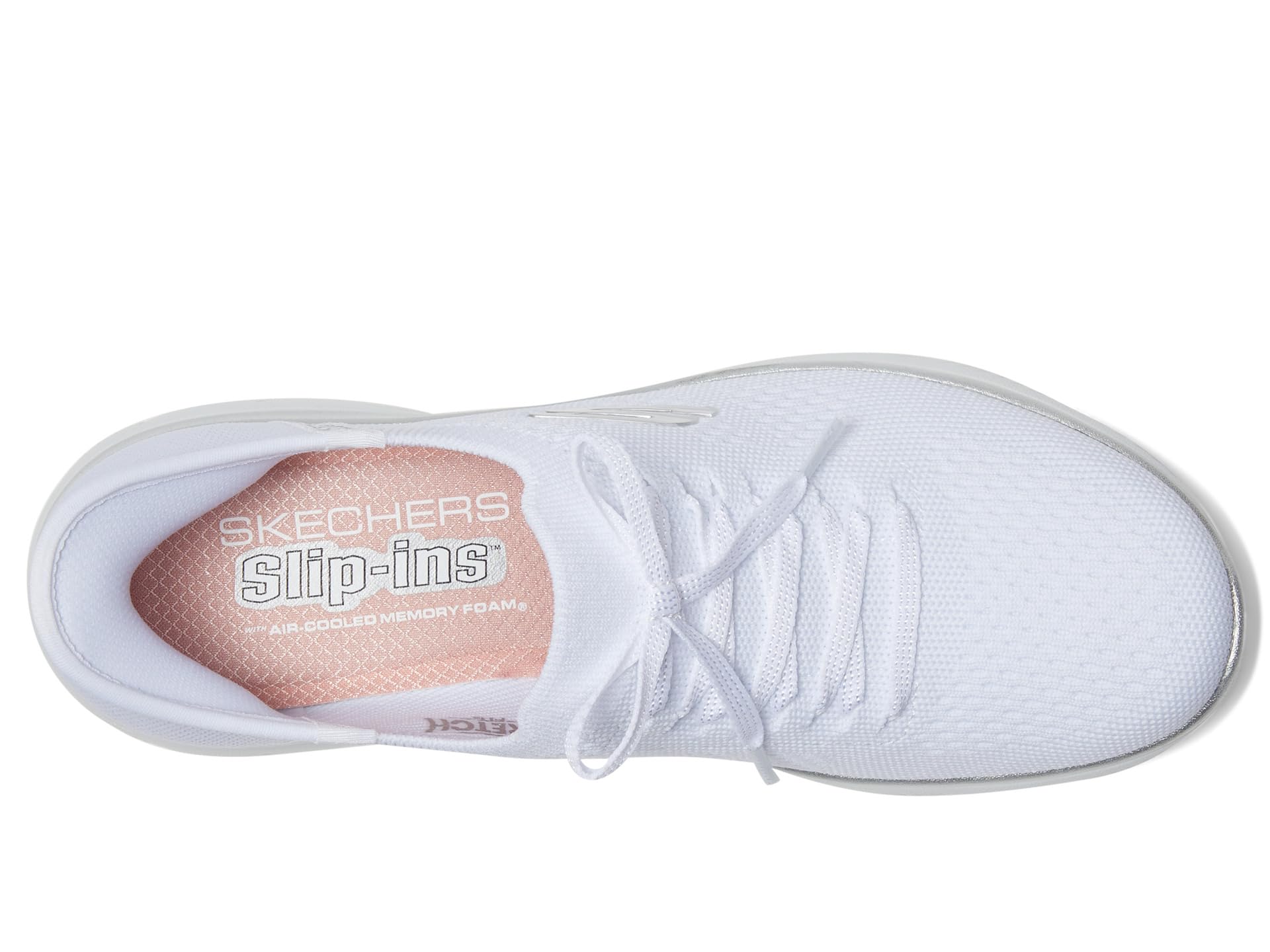 Кроссовки SKECHERS Summits Night Chic Hands Free Slip-Ins, White/ Silver — фото 2