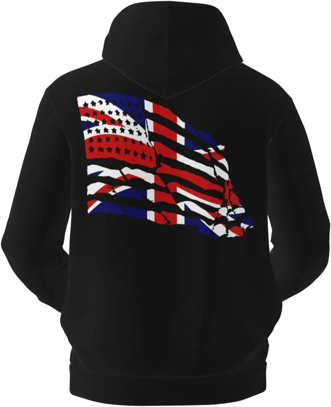 Мужская флисовая толстовка с капюшоном и карманом Britain British America Flag Generic, черный — фото 3