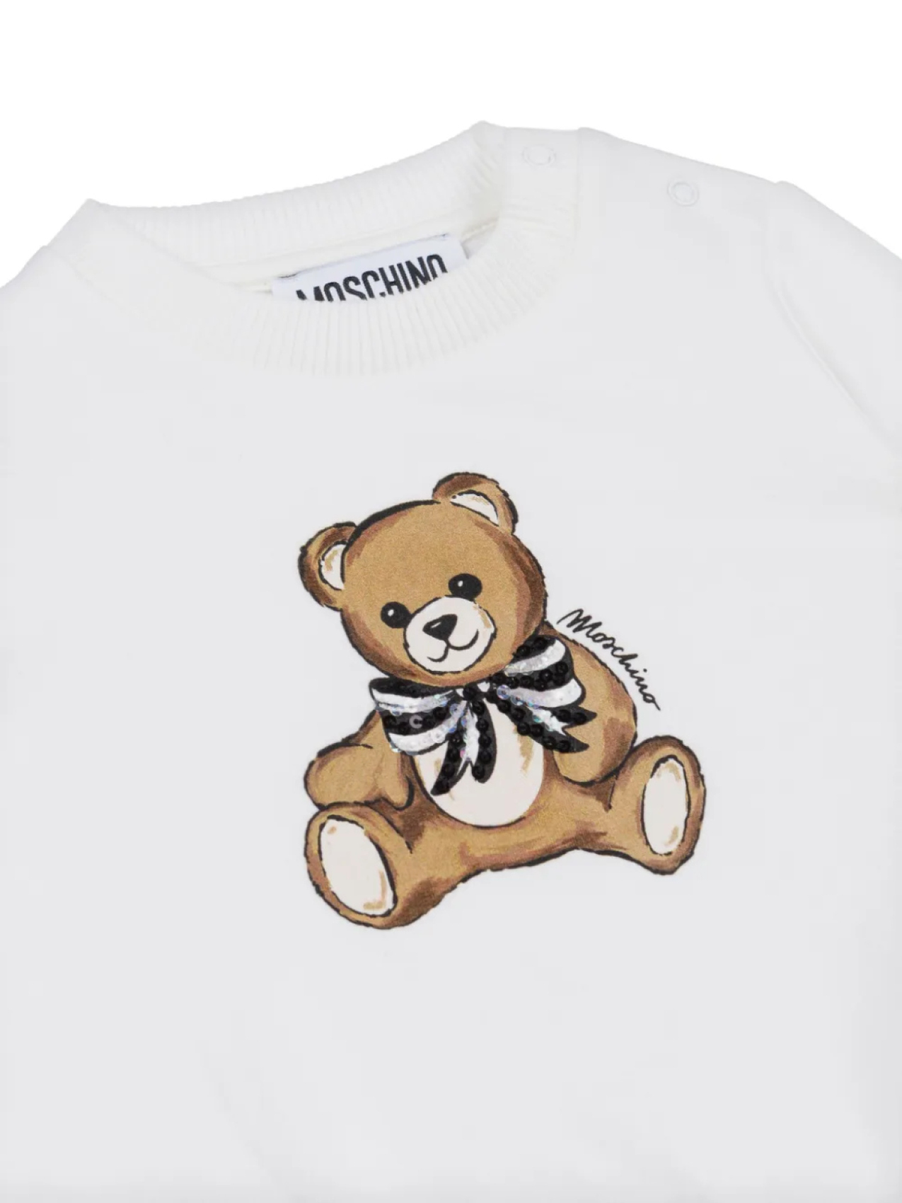 Толстовка с принтом плюшевого мишки Moschino Kids, белый — фото 3