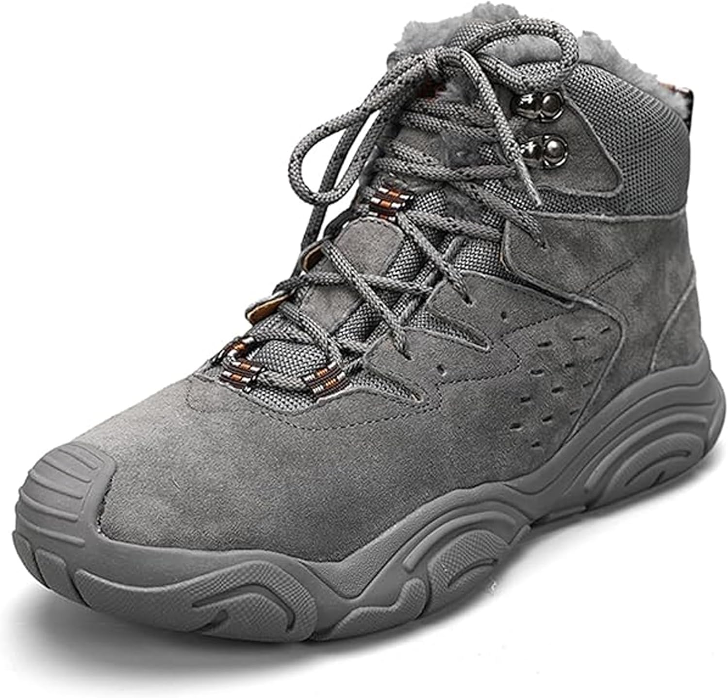 

Мужские ботинки TZNBGGE из замши с шнуровкой, платформой, для походов, с круглым носком, средней высоты, легкие, для активного отдыха, альпинизма и тактического кемпинга, серый