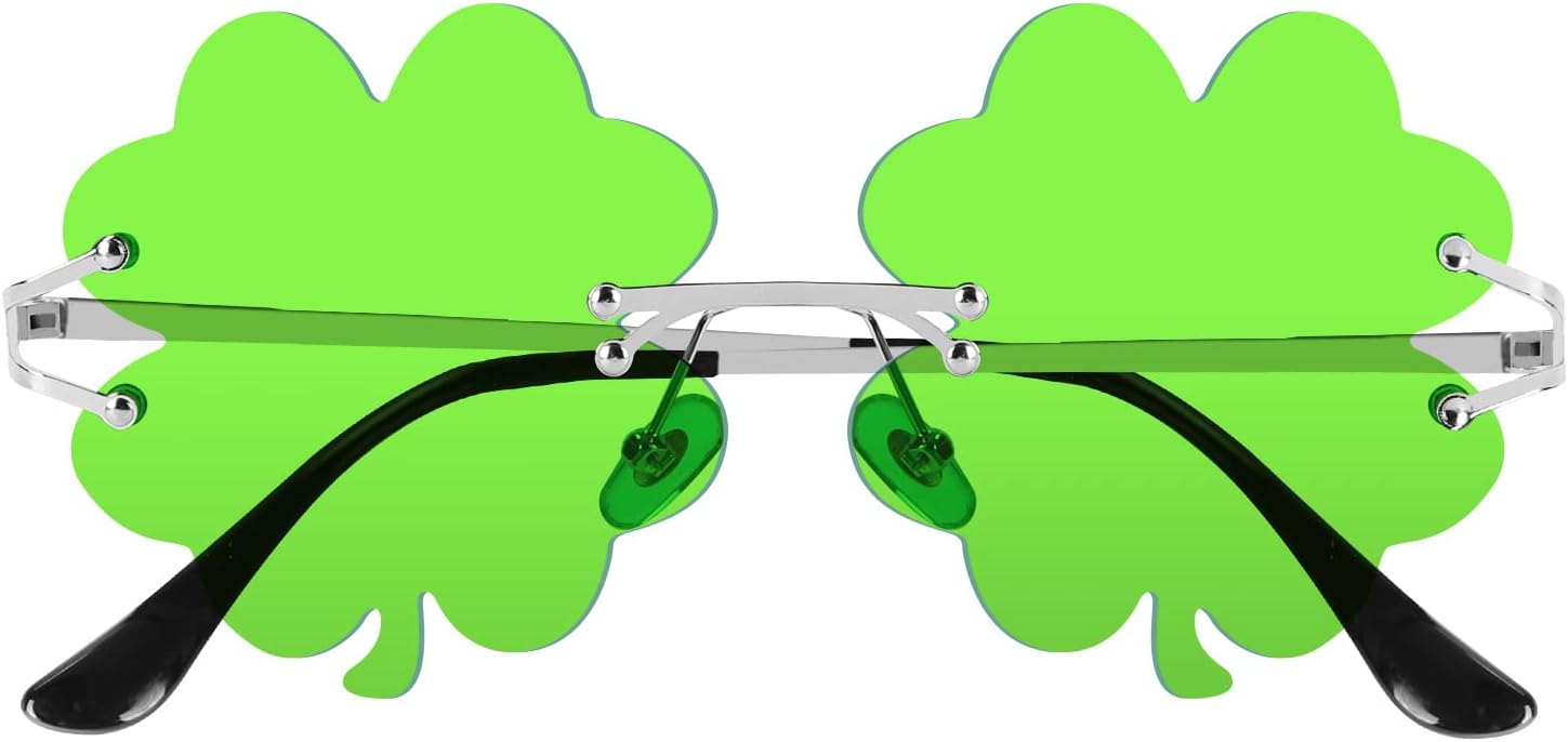 

Солнцезащитные очки Wzerry ко Дню Святого Патрика для женщин и мужчин, ирландские солнцезащитные очки с клевером, зеленые очки с четырехлистным клевером для костюмированной вечеринки, Four Leaf Clover Light Green