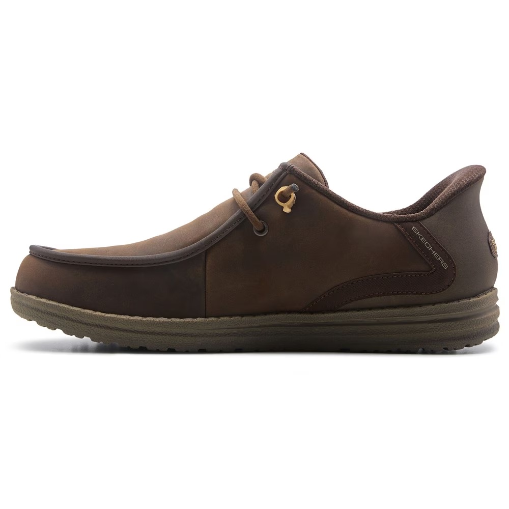 Slip-Ins melson кожаные мокасины с закругленным носком Skechers, cocoa brown — фото 3