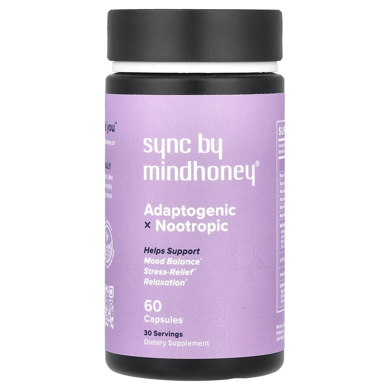 

Mindhoney, Sync, адаптогенные и ноотропные, 60 капсул