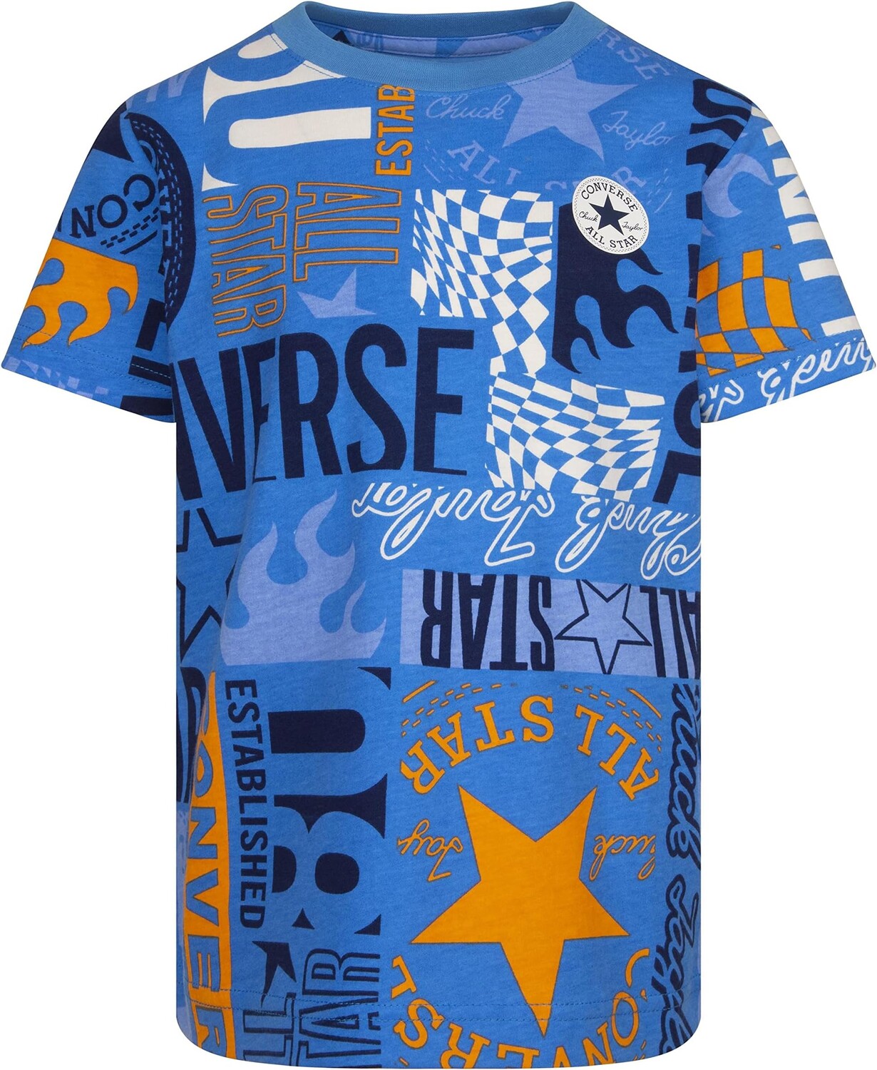 

Футболка Converse Check Your Kicks All Over Print Tee, цвет Blue Hero