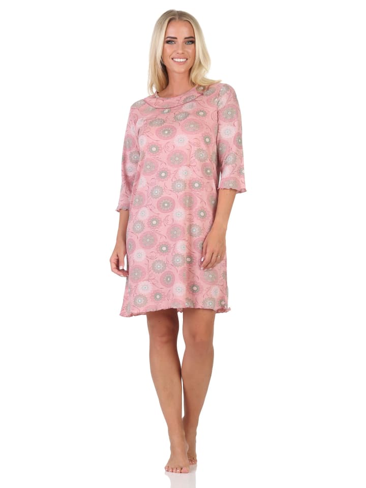 

Женская ночная рубашка Normann, женственный цветочный рисунок - 88171, розовый цвет NORMANN