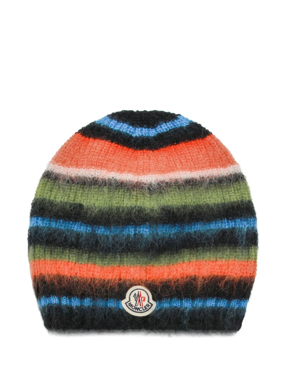 

Шерстяная шапка в полоску с нашивкой-логотипом Moncler, оранжевый