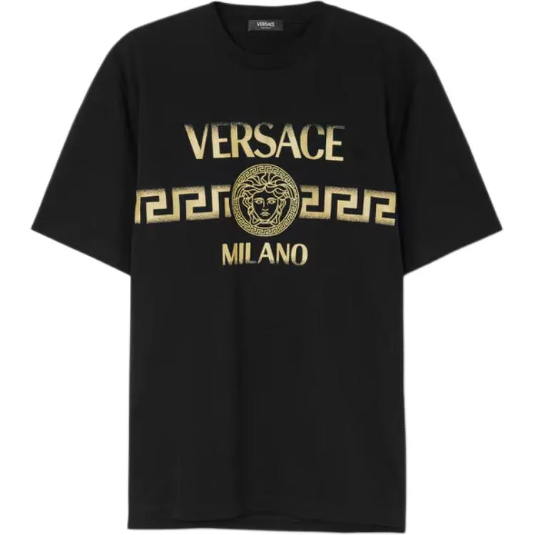 Футболка из хлопка с принтом Medusa VERSACE, черный