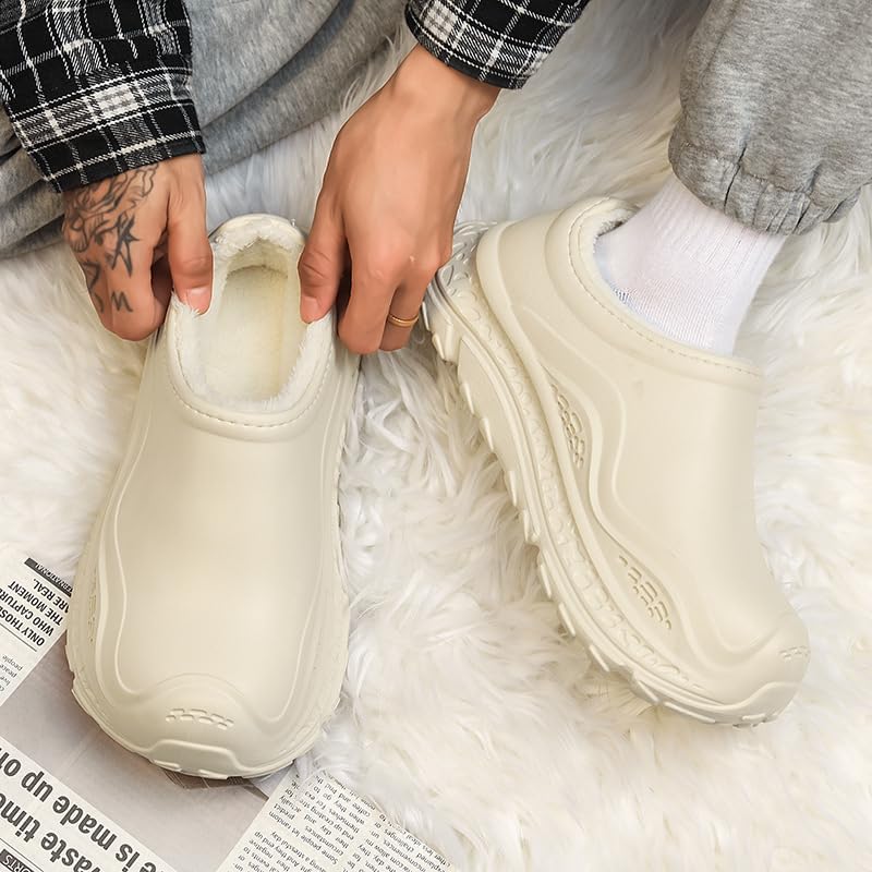 Женские и мужские зимние плюшевые платформенные туфли повара для общественного питания, ресторанов, кухни - противоскользящие и маслостойкие Hchctry, Ash — фото 3