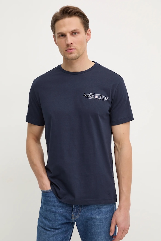 

Хлопковая футболка Gant, темно-синий