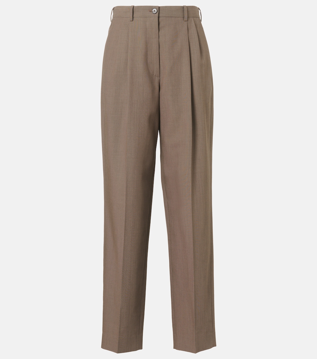 

Брюки прямого кроя из шерсти и шелка Bryce The Row, Flax/Brown