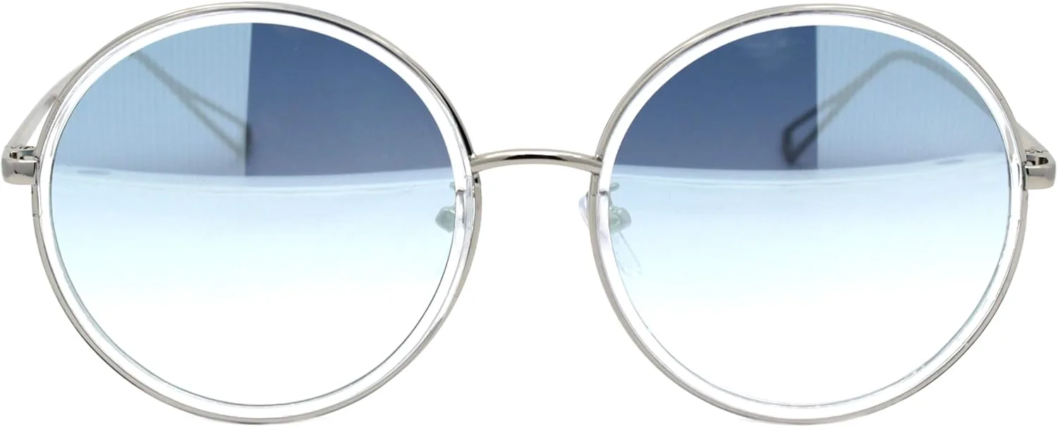 

Женские солнцезащитные очки PASTL увеличенного размера, круглые, с двойной оправой из металла и пластика, защита от УФ-излучения UV 400, Silver Clear (Blue Mirror)