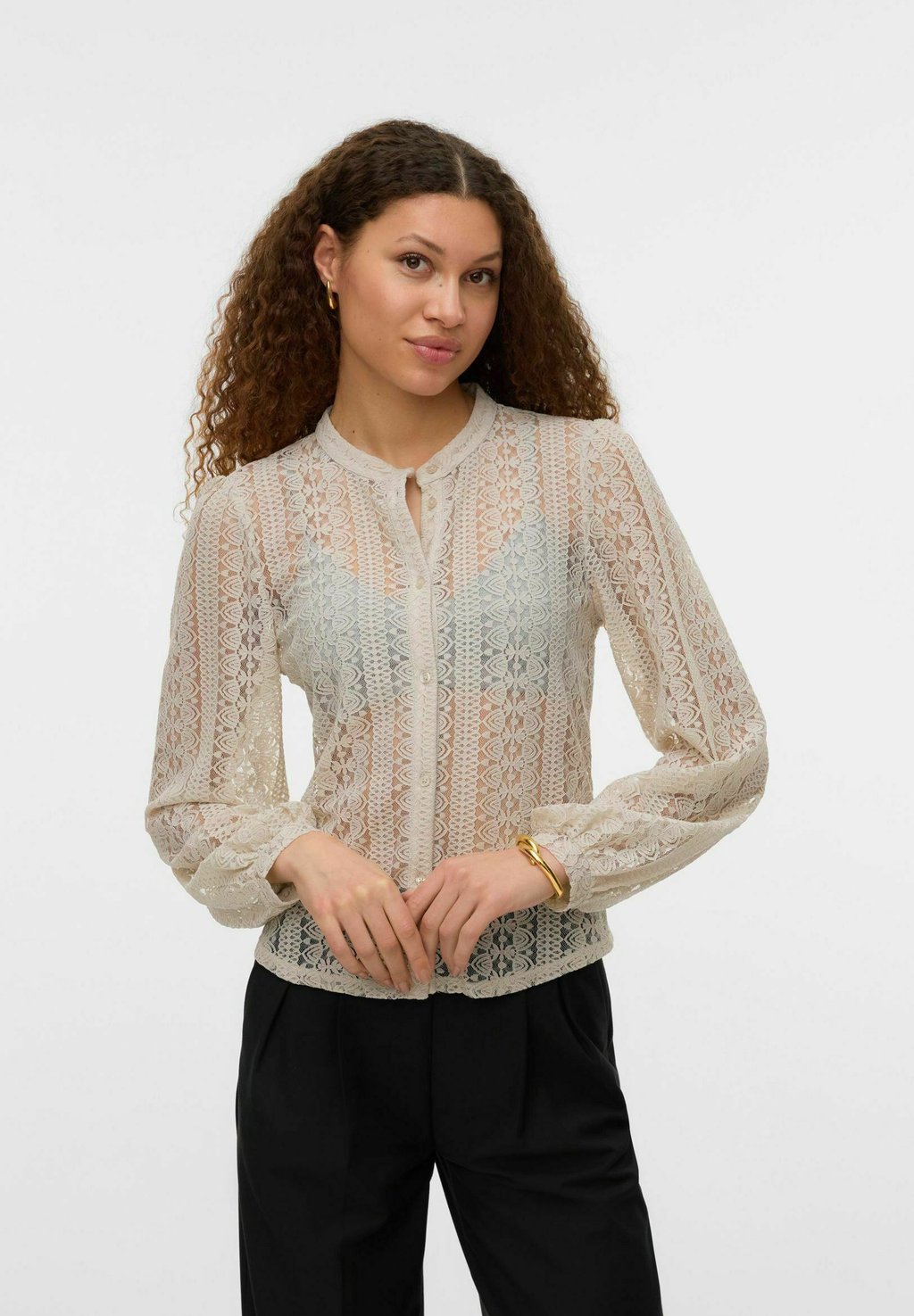 

Блузка на пуговицах VMVICTORIA Vero Moda, цвет Pumice Stone