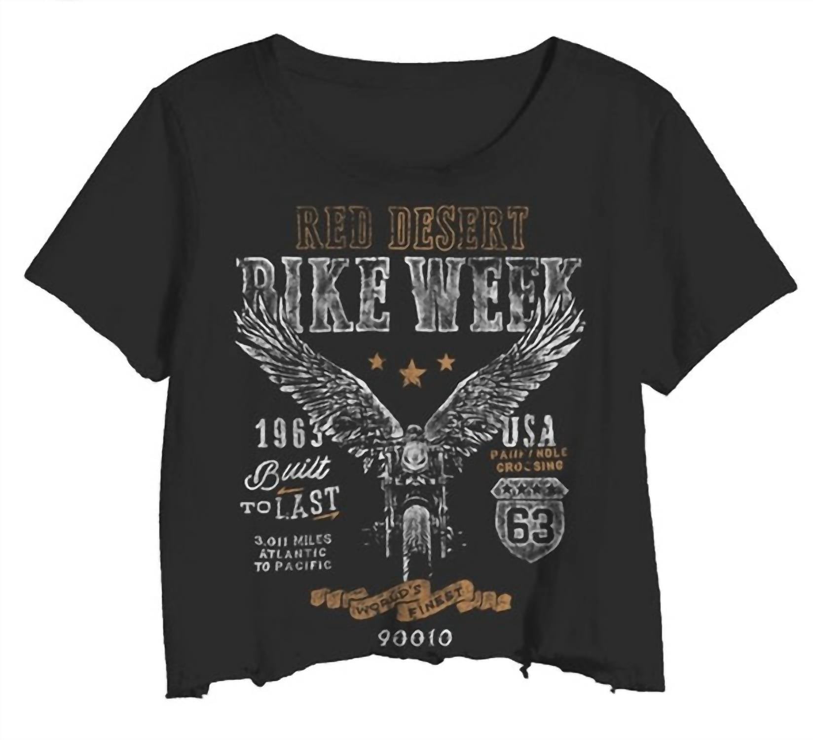 

Женская укороченная футболка Bike Week черного цвета Prince Peter
