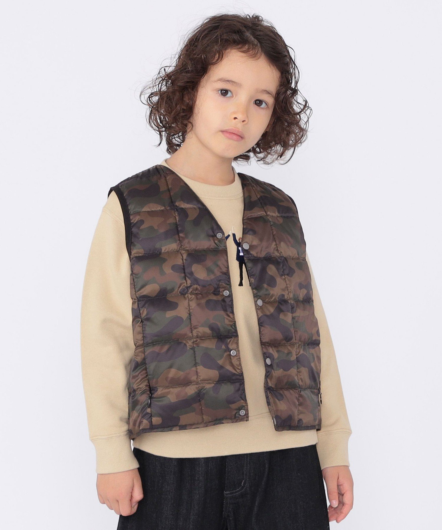 Размер: 100~150 см / Детский пуховый жилет Ships Kids, Dark Olive — фото 3