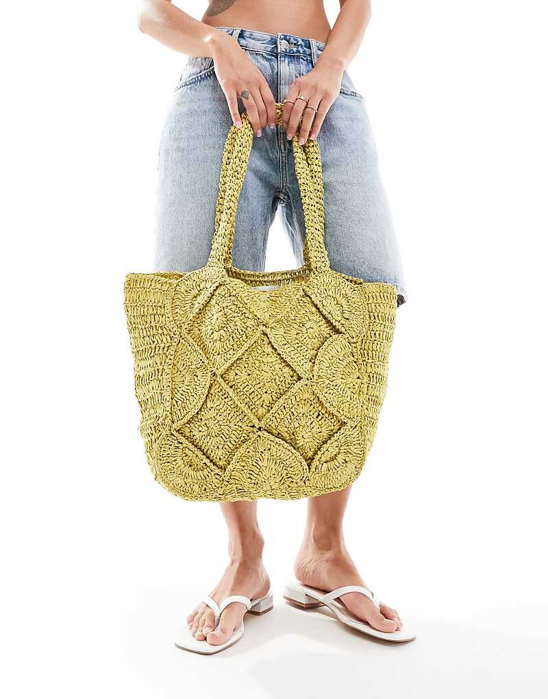 

Accessorize– Пляжная большая сумка крючком цвета лайма