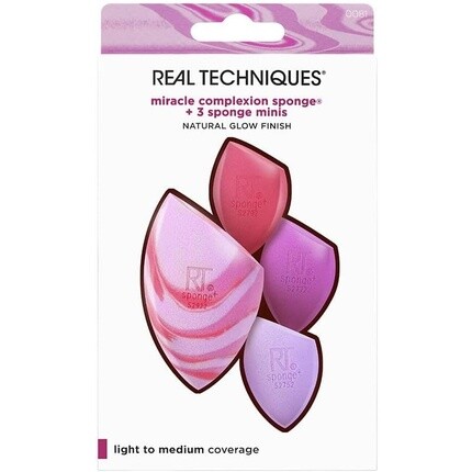 

Набор спонжей Berry Pop Miracle Complexion Sponge & Mini Sponges, спонжи для растушевки макияжа, для тональной основы, консилера и других кремовых продуктов, полное покрытие без разводов Real Techniques