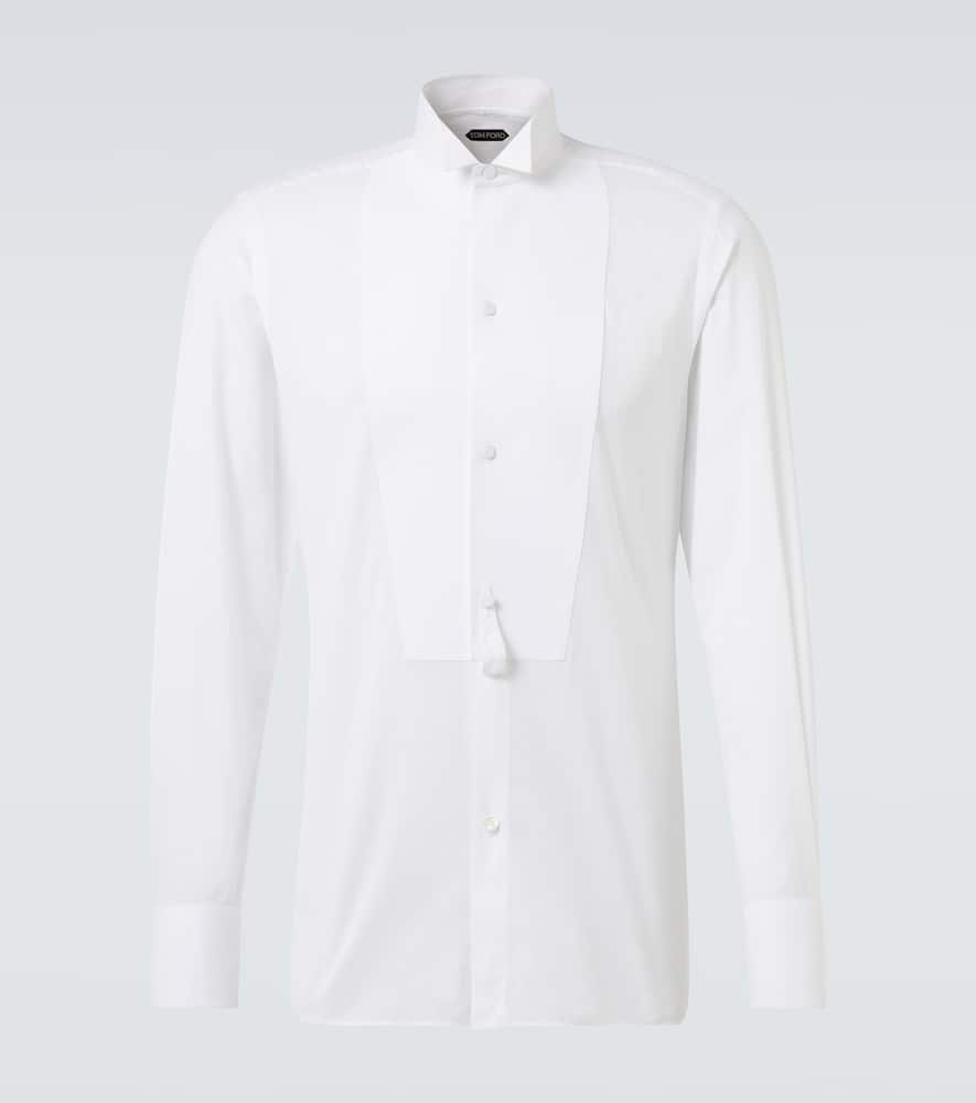 

Хлопковая смокинговая рубашка Tom Ford, Optic White