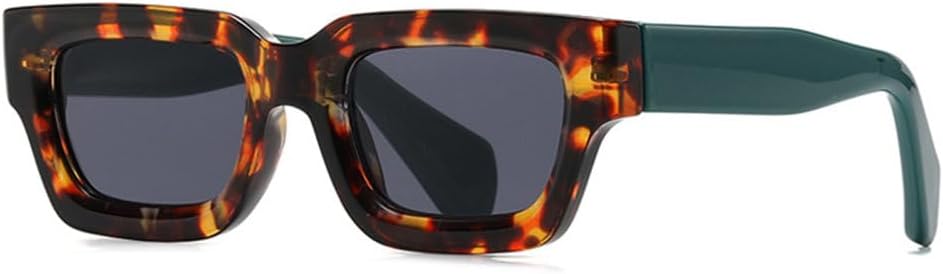 

Модные квадратные солнцезащитные очки для женщин с прозрачными линзами с градиентом цвета "океан", винтажные мужские солнцезащитные очки в стиле панк MTZJH, Leopard Green Grey