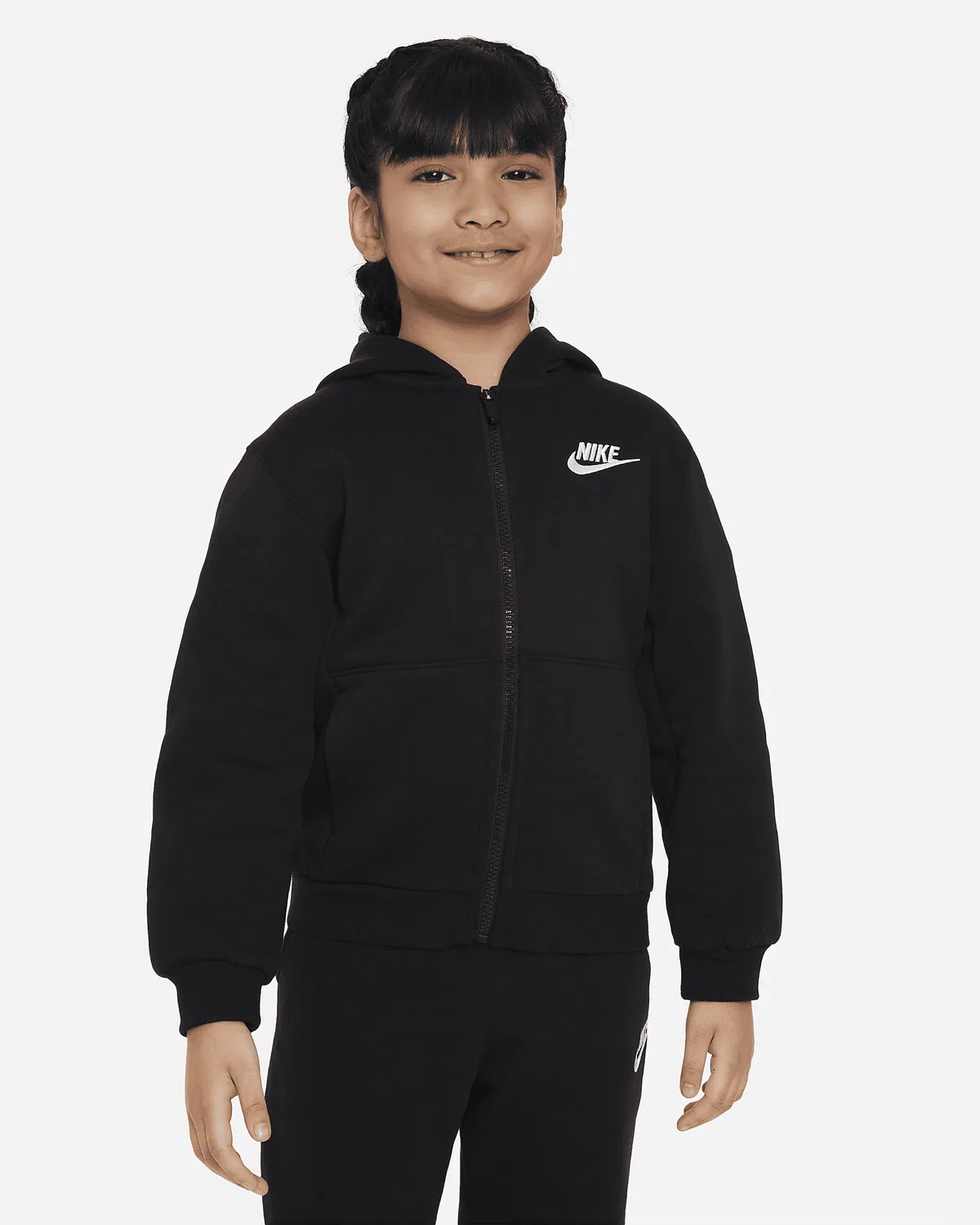 Детская флисовая кофта Nike Sportswear Club Fleece на молнии, Black