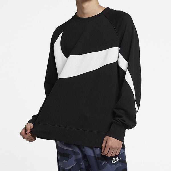 Толстовка big swoosh large logo round neck pullover black Nike, черный — фото 3