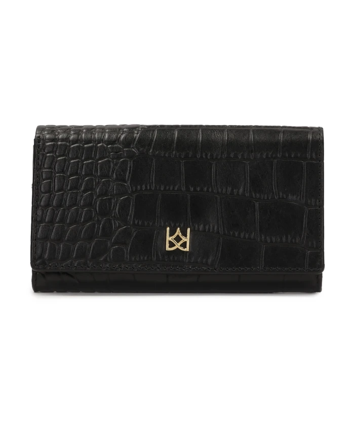 

Черный кожаный кошелек с изображением крокодила Kazar, черный